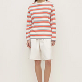 Eliana Stripe Cotton Long Sleeve Tee - Dahlia Stripe