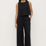 Estelle Linen Top - Black