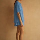 Scallop Short Sleeve Shirt - Fiordaliso