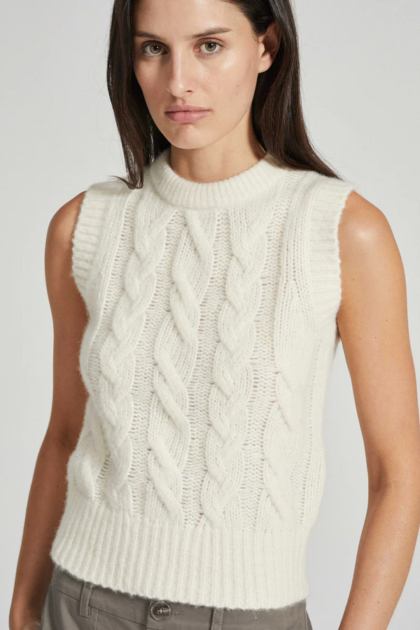 Henry Cable Knit Vest - Off White