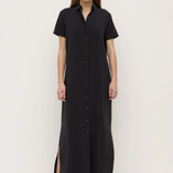 Heather Silk Blend Shirt Dress - Black