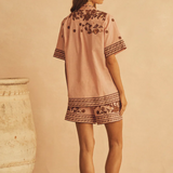 Embroidered Short Sleeve Resort Shirt - Infiorata Embroidered