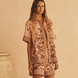Embroidered Short Sleeve Resort Shirt - Infiorata Embroidered