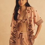 Embroidered Short Sleeve Resort Shirt - Infiorata Embroidered