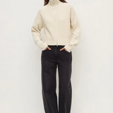 Kaia Wool Zip Sweater - Antique White