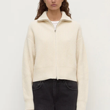Kaia Wool Zip Sweater - Antique White