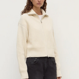 Kaia Wool Zip Sweater - Antique White
