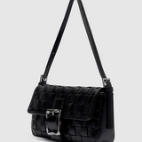 Lena Woven Baguette Bag - Black Soft