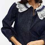 Lyana Blouse - Indigo Denim Lace