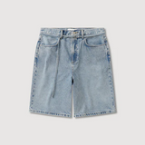 Loose Fit Long Denim Short - Mid Stone Wash