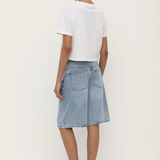 Loose Fit Long Denim Short - Mid Stone Wash