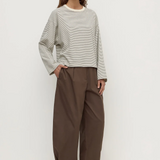 Malone Stripe Wide Sleeve Tee - Cream/Black