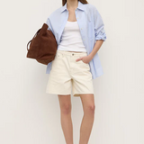 Mid Rise Vintage Denim Short - Ecru