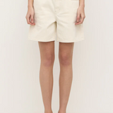 Mid Rise Vintage Denim Short - Ecru