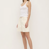 Mid Rise Vintage Denim Short - Ecru