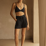 Pleated Swim Short - Nero