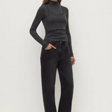 Nora Merino Wool Layered Turtleneck - Charcoal Marle