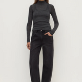 Nora Merino Wool Layered Turtleneck - Charcoal Marle