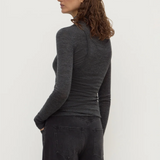 Nora Merino Wool Layered Turtleneck - Charcoal Marle