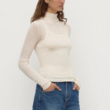 Nora Merino Wool Layered Turtleneck - Snow