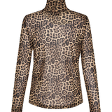 Orie High Neck  Mesh Top - Leopard Print