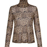 Orie High Neck  Mesh Top - Leopard Print
