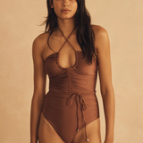 The Belted Keyhole One Piece - Roma Di Sera