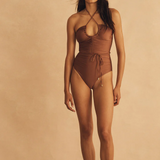 The Belted Keyhole One Piece - Roma Di Sera
