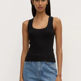 Robyn Scoop Neck Rib Tank - Black