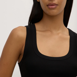 Robyn Scoop Neck Rib Tank - Black
