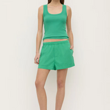 Robyn Scoop Neck Rib Tank - Bright Green