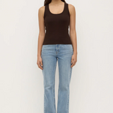 Robyn Scoop Neck Rib Tank - Ganache