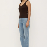 Robyn Scoop Neck Rib Tank - Ganache