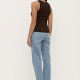 Robyn Scoop Neck Rib Tank - Ganache