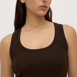 Robyn Scoop Neck Rib Tank - Ganache