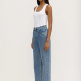 Robyn Scoop Neck Rib Tank - White