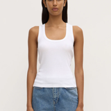 Robyn Scoop Neck Rib Tank - White