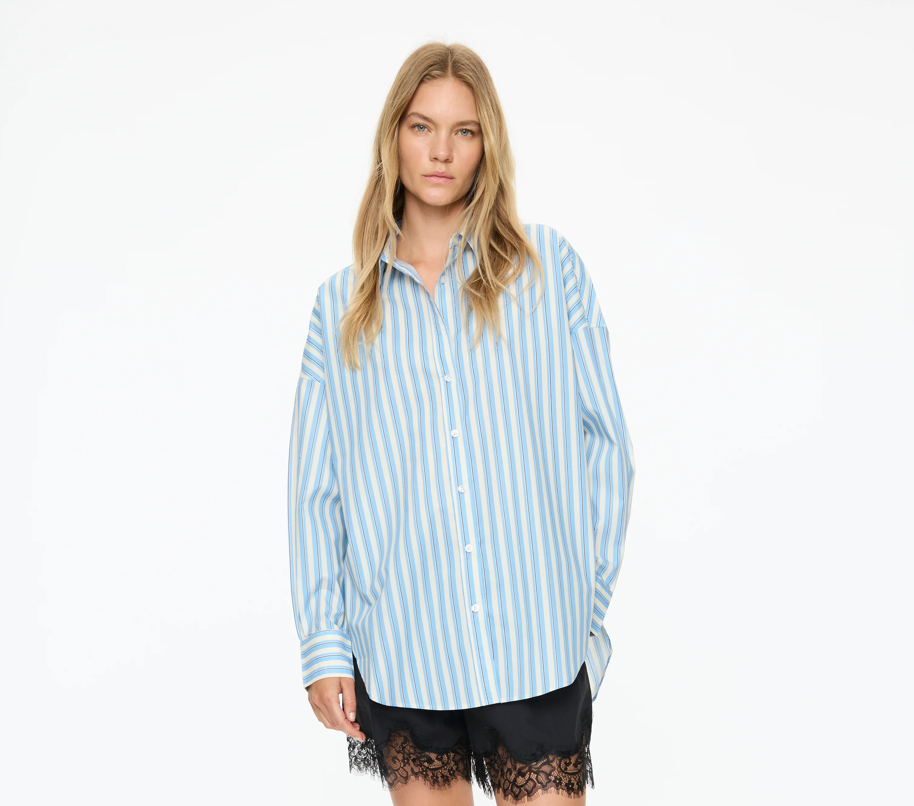 Mara Long Sleeve Shirt - Sky/Navy/White