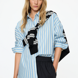 Mara Long Sleeve Shirt - Sky/Navy/White