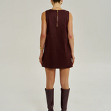 V Neck Mini Dress - Syrah