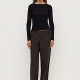 Tatiana Wool Long Sleeve Top - Black