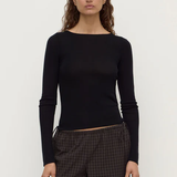 Tatiana Wool Long Sleeve Top - Black