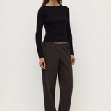 Tatiana Wool Long Sleeve Top - Black