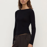 Tatiana Wool Long Sleeve Top - Black