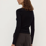 Tatiana Wool Long Sleeve Top - Black