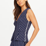 Belize Jackie V Neck Waistcoat - Stripe