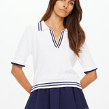 Archie Collared Knit Polo - White