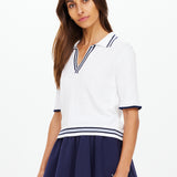 Archie Collared Knit Polo - White