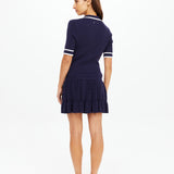 Plume Knit Collared Dress - Navy