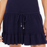 Plume Knit Collared Dress - Navy